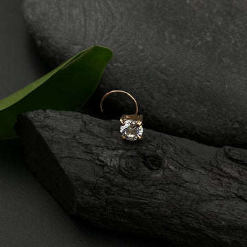 Big Single Diamond Nose Pin (rose gold plated)